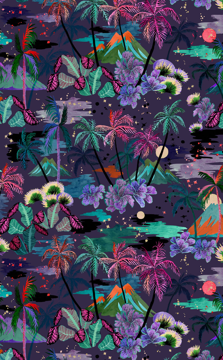 Jupe ample motif tropical Eden 