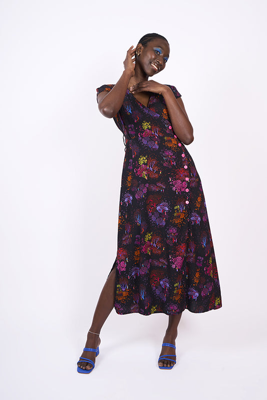 Robe portefeuille "Tango" motif Printemps disco