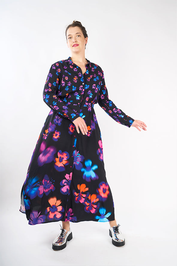 Robe longue motif floral 