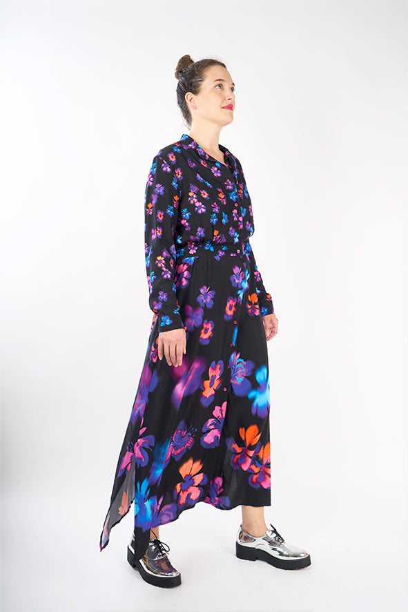 Robe longue motif floral 