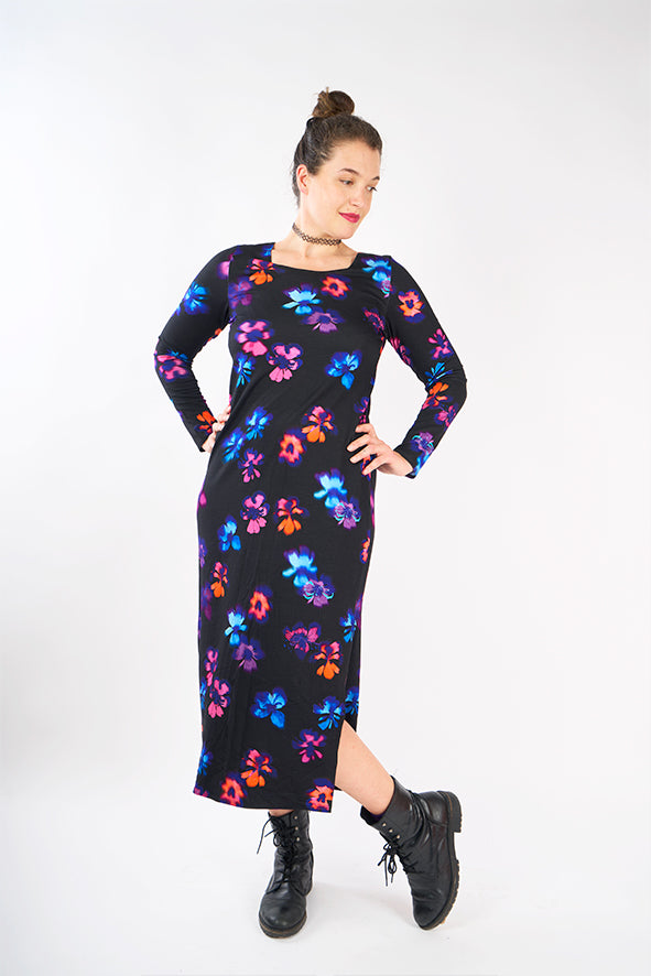 Robe en maille motif floral 