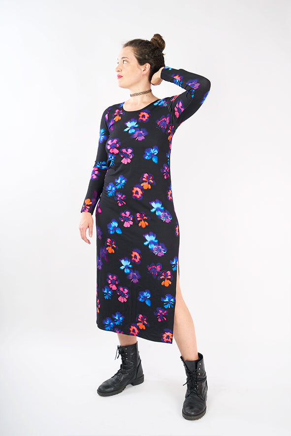 Robe en maille motif floral 