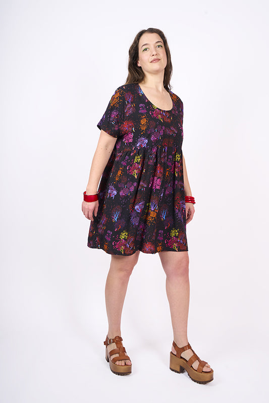 Robe courte "Canicule" motif Printemps disco