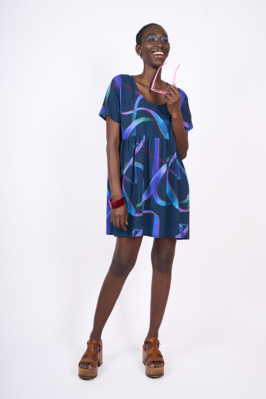Robe courte "Canicule" motif Cosmique