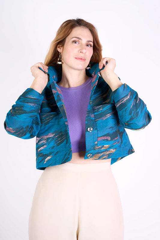 Blouson "Crop" en jacquard Fossile