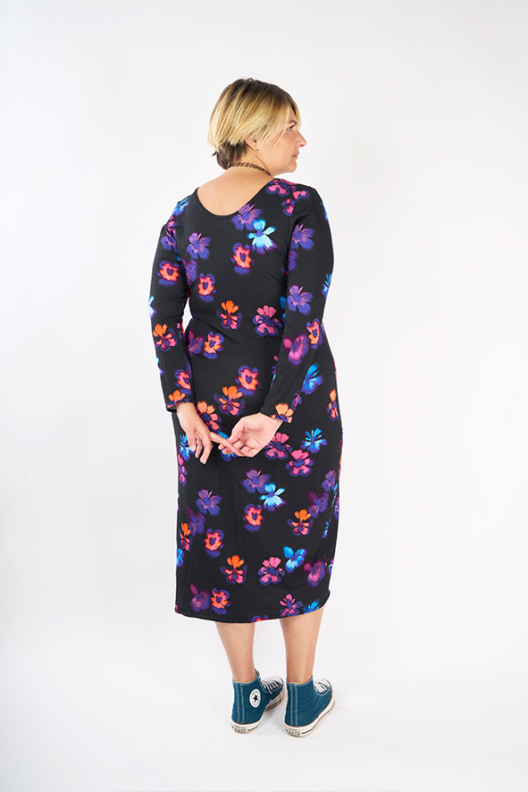 Robe en maille motif floral 