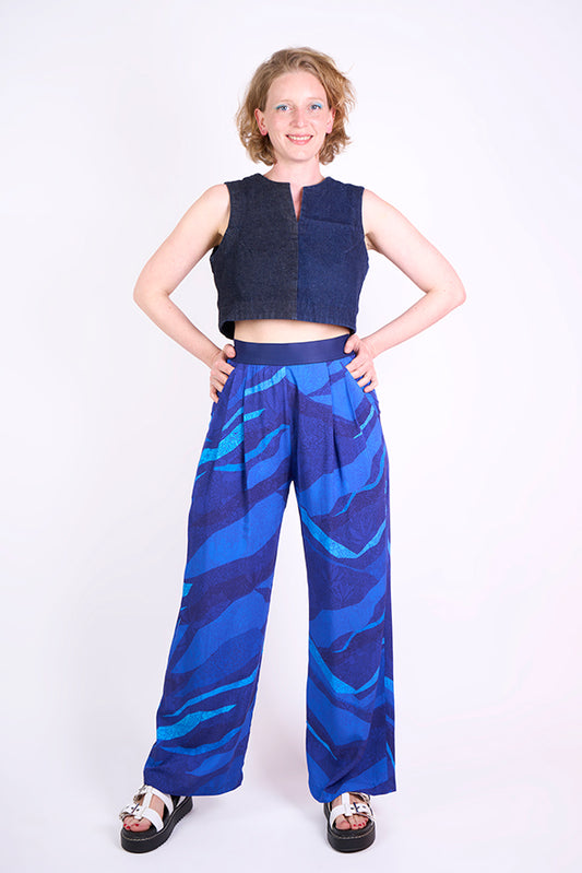 Pantalon fluide "Riviera" motif Cactus