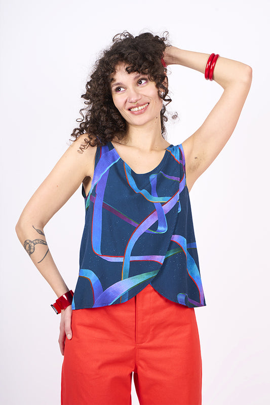 Top croisé "Papillon" motif Cosmique