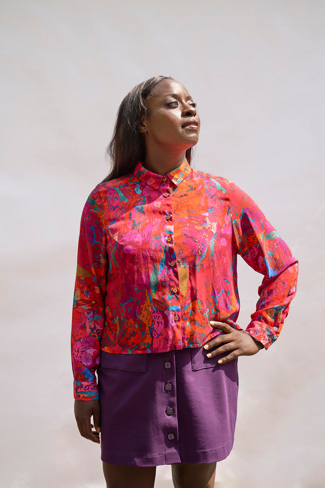 Chemise courte crop oversize 