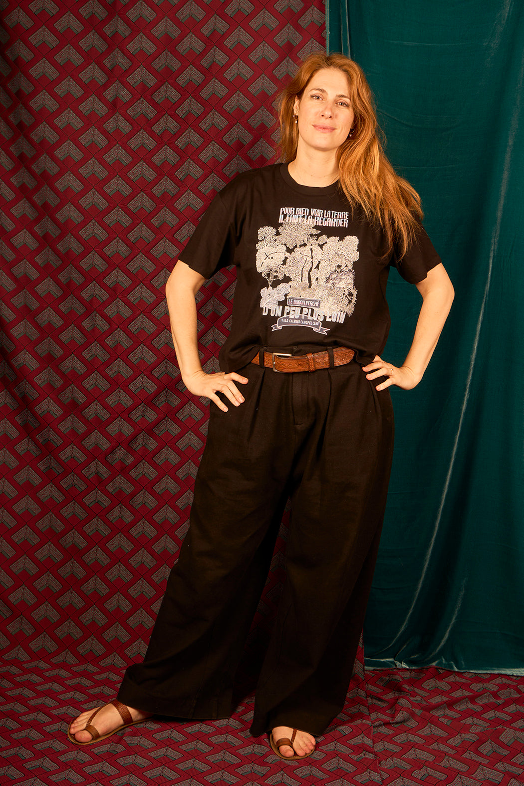 T-shirt femme large crop coupe boxy motif 