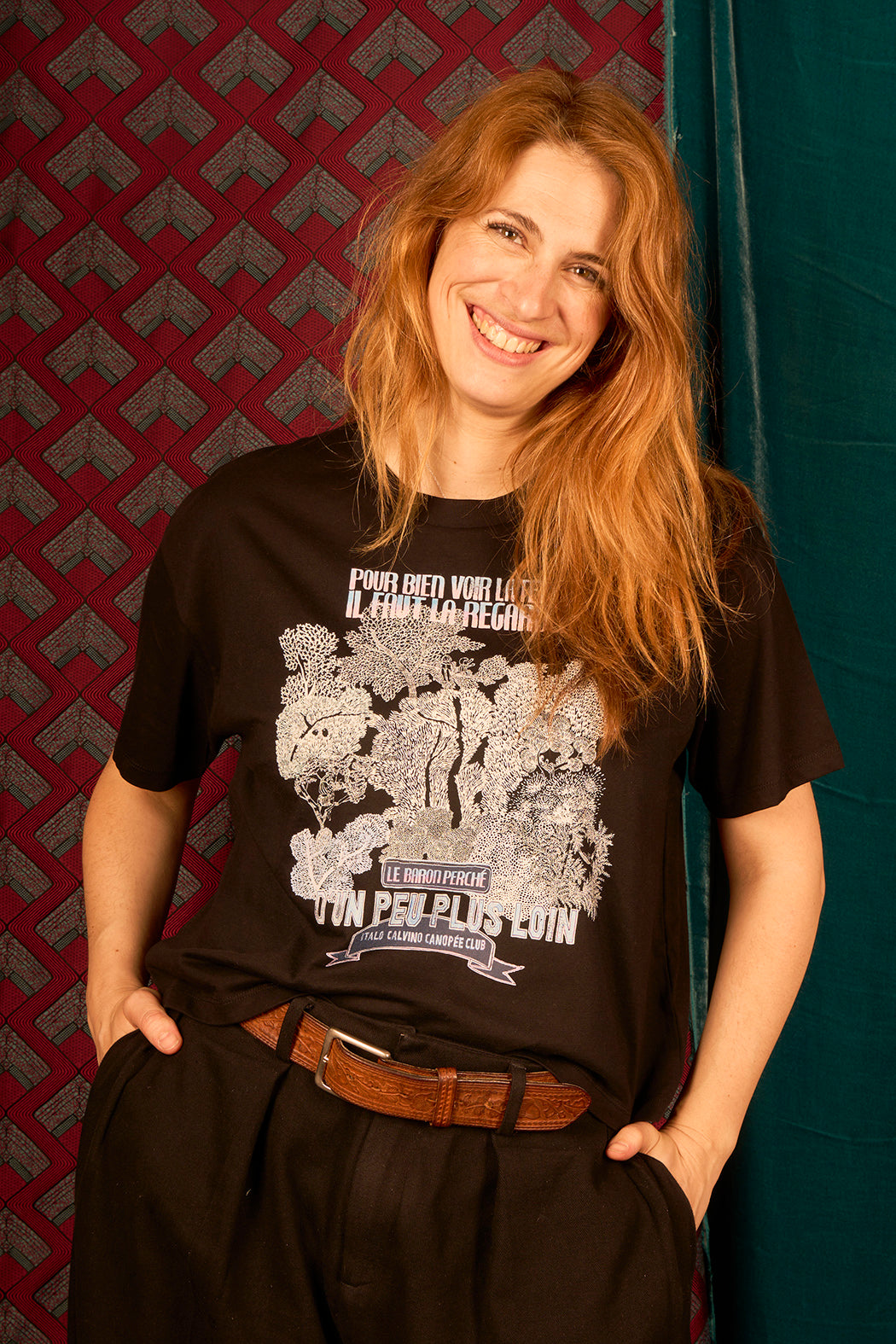 T-shirt femme large crop coupe boxy motif 