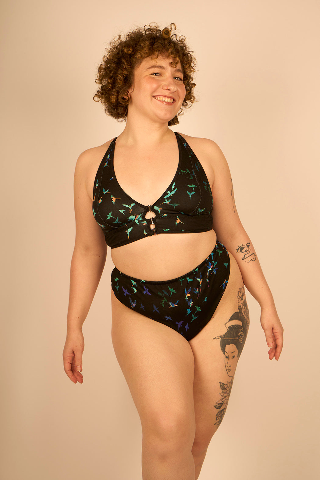 Tanga taille haute Charlotte motif Ara Maison Finou x BT