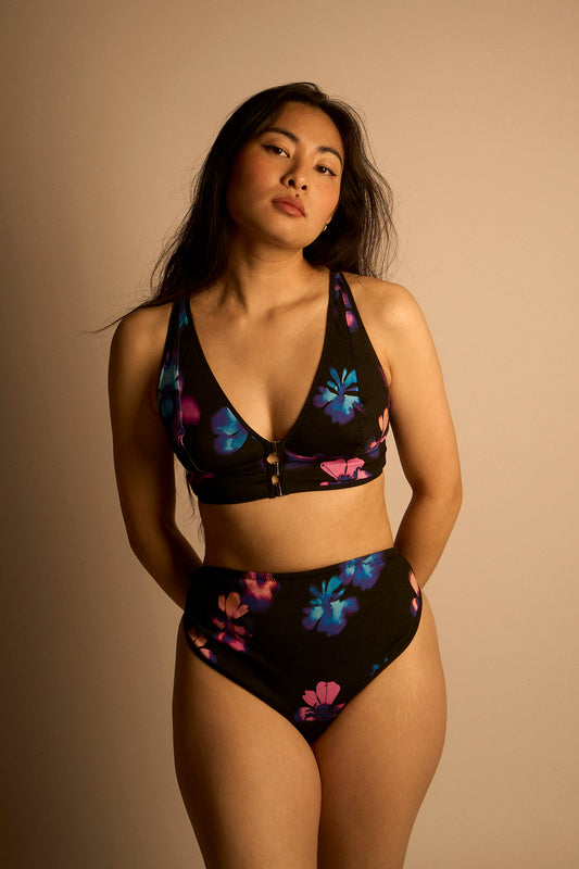 Tanga taille haute Charlotte motif Fleurs floues Maison Finou x BT