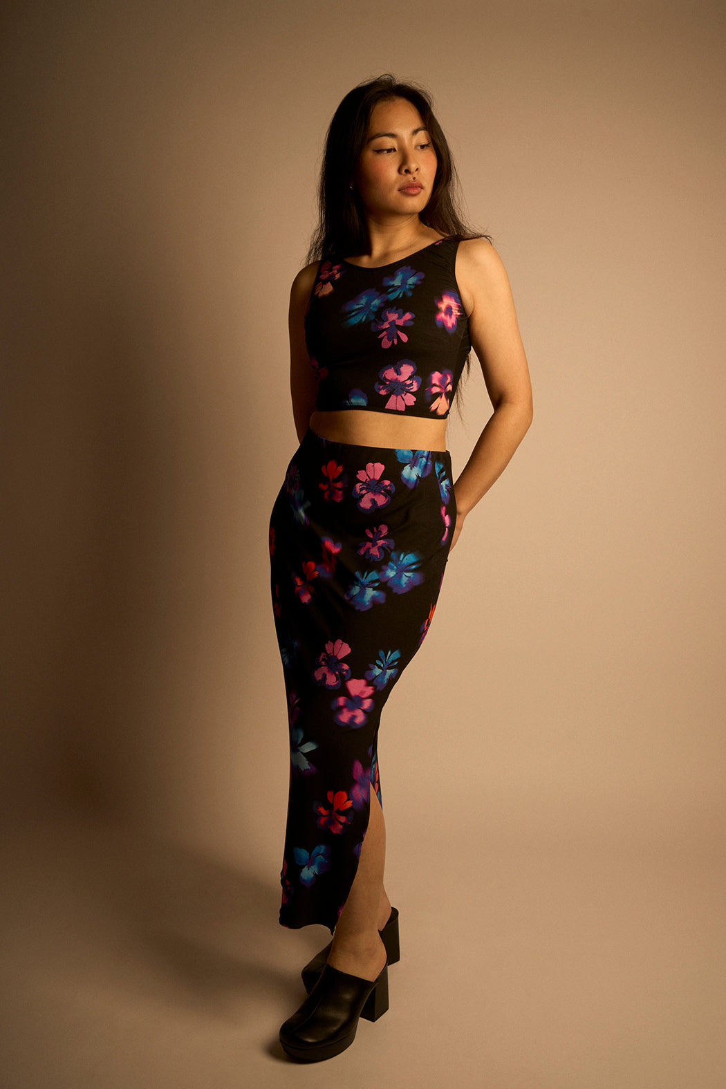 Crop top Léane motif Fleurs floues Maison Finou x BT