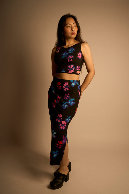 Crop top Léane motif Fleurs floues Maison Finou x BT