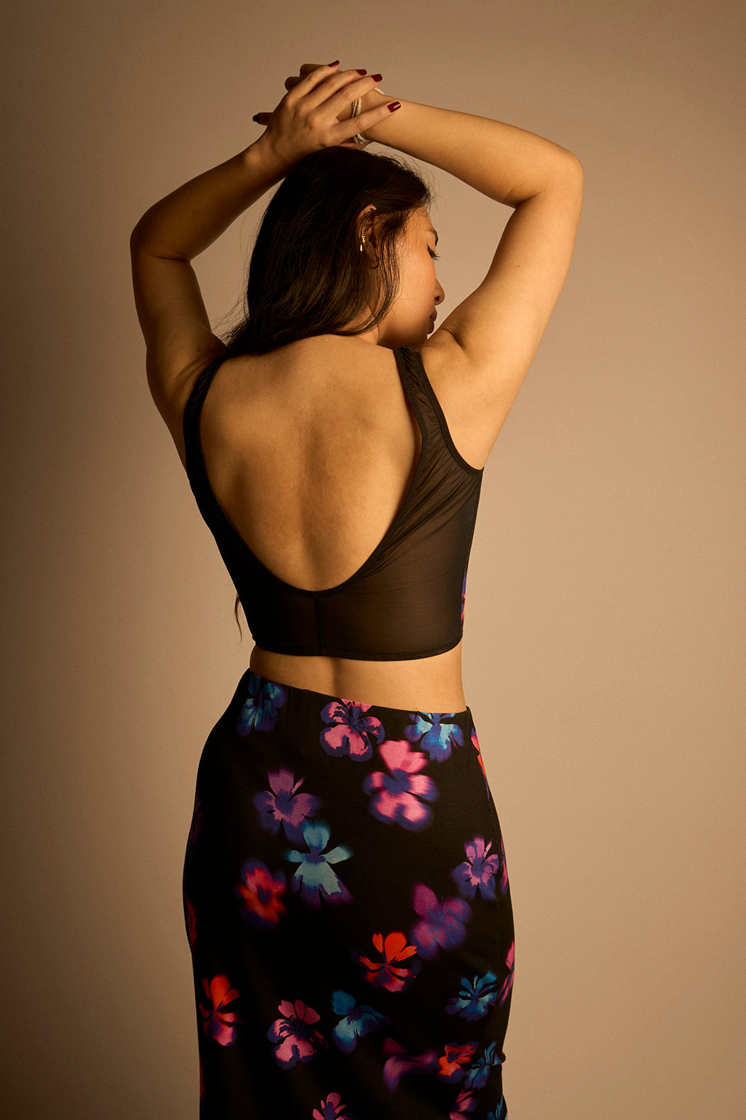 Crop top Léane motif Fleurs floues Maison Finou x BT