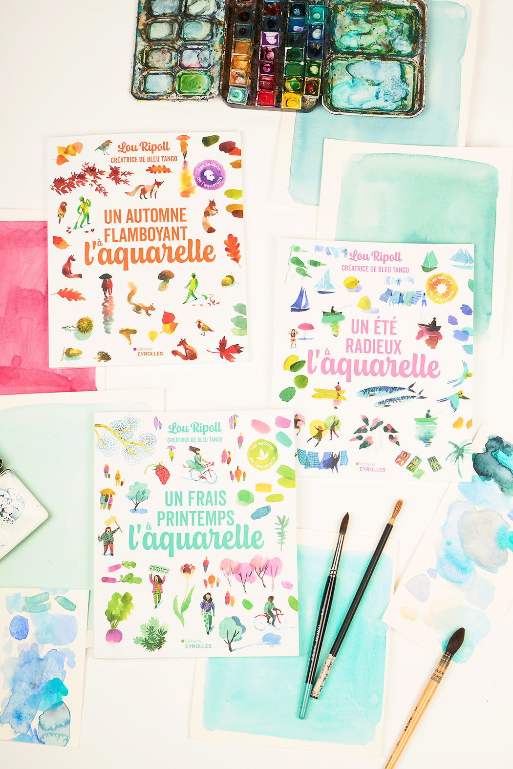 La collection complète des livres « Les saisons de l’aquarelle » – 4 tomes