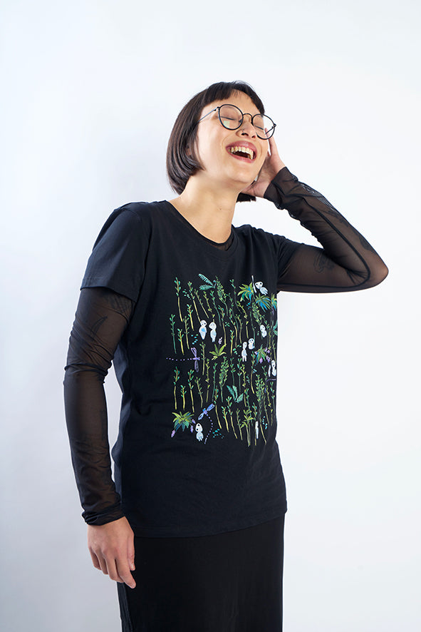 T-shirt femme large crop coupe boxy motif 