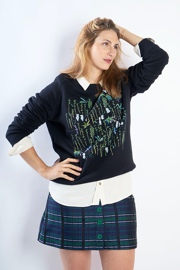 Sweat femme large crop coupe boxy motif 