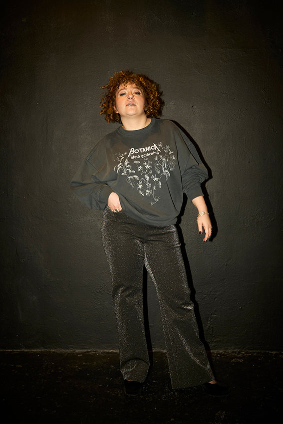 Sweat gris vintage oversize unisexe motif 