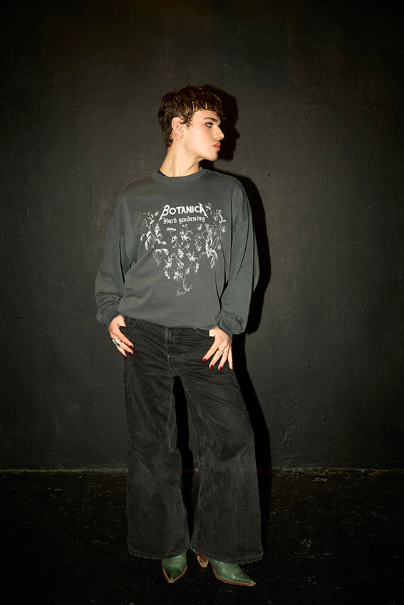 Sweat gris vintage oversize unisexe motif 