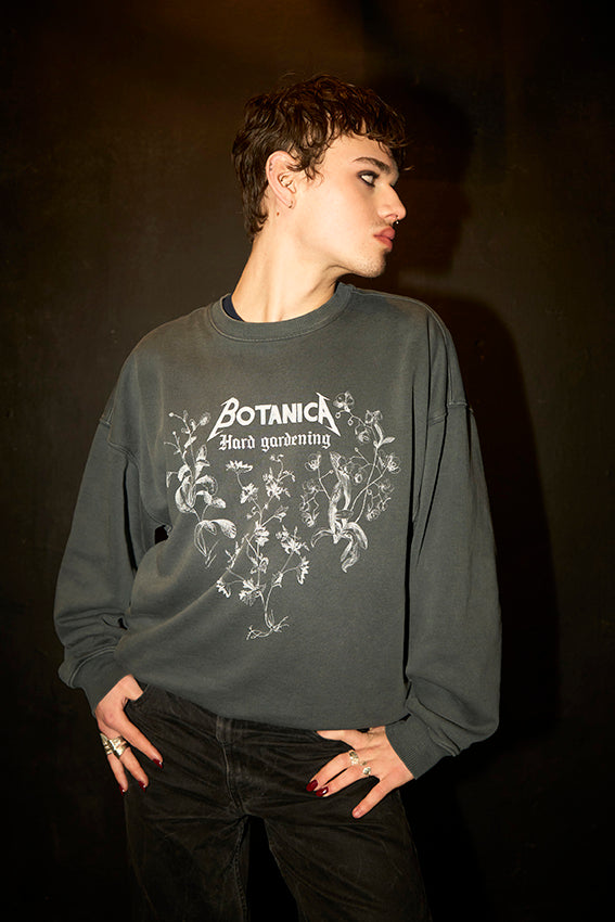 Sweat gris vintage oversize unisexe motif 