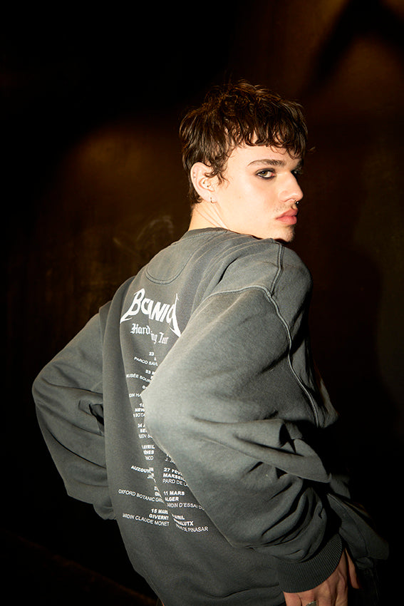 Sweat gris vintage oversize unisexe motif 