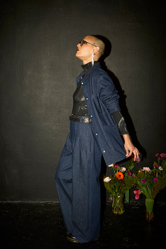 Pantalon d'héroïne à pinces Semi-Palazzo 