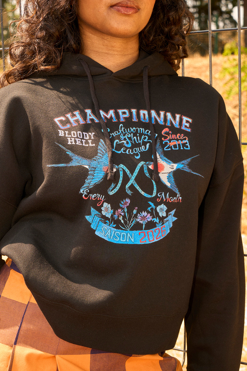 Sweat hoodie à capuche de supportrice large crop coupe boxy 