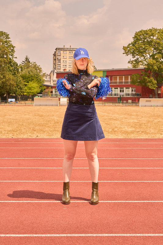 Mini jupe "Kilt" campus américain ultra confort en velours côtelé stretch