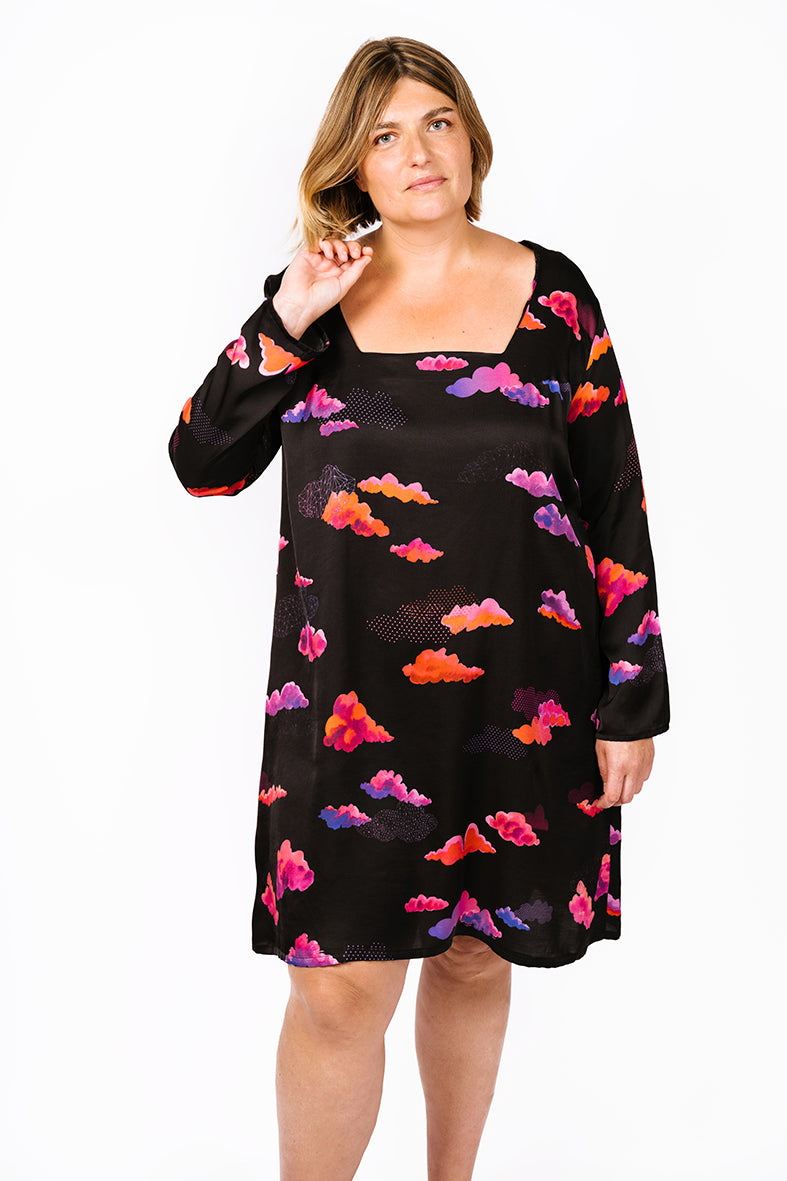 Robe mi-longue motif Nuages 