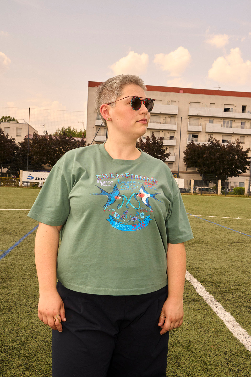 T-shirt supportrice large crop coupe boxy 