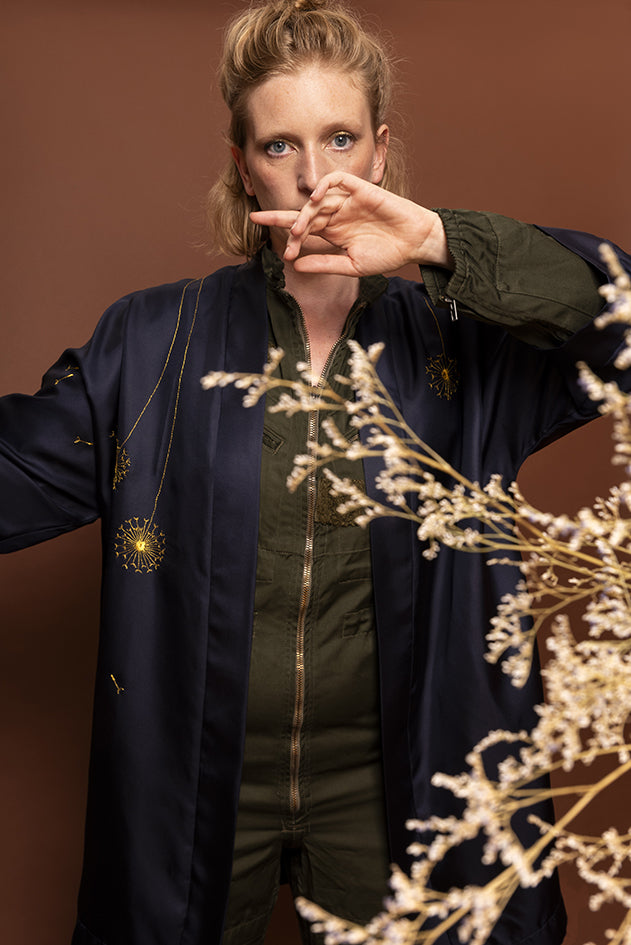 Kimono minuit* fleurs de pissenlit
