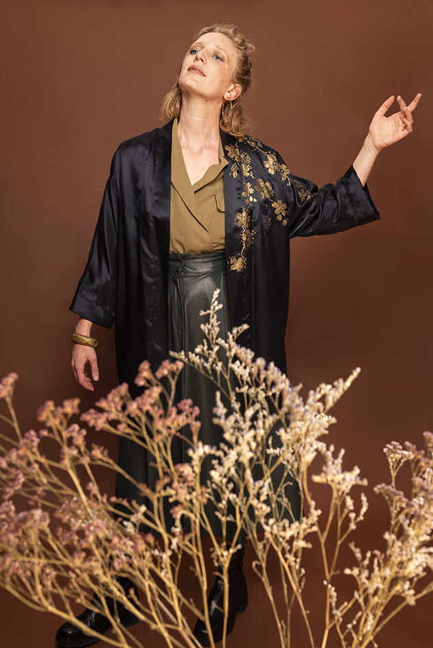Kimono minuit* fleurs de cerisier