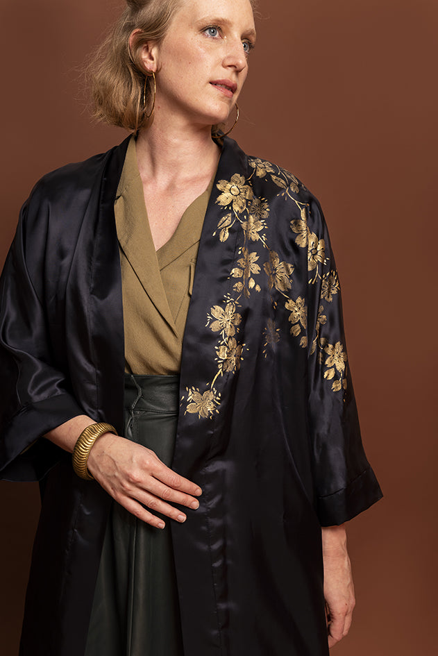 Kimono minuit* fleurs de cerisier