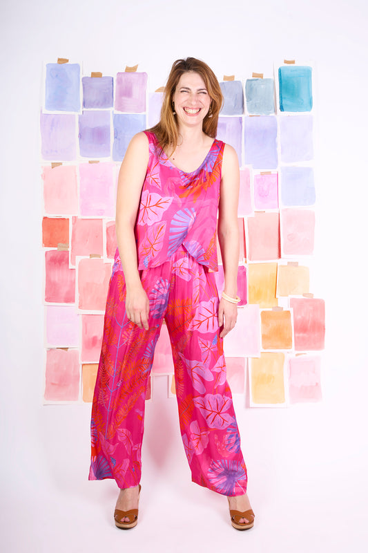 Pantalon fluide "Riviera" motif Ipanema