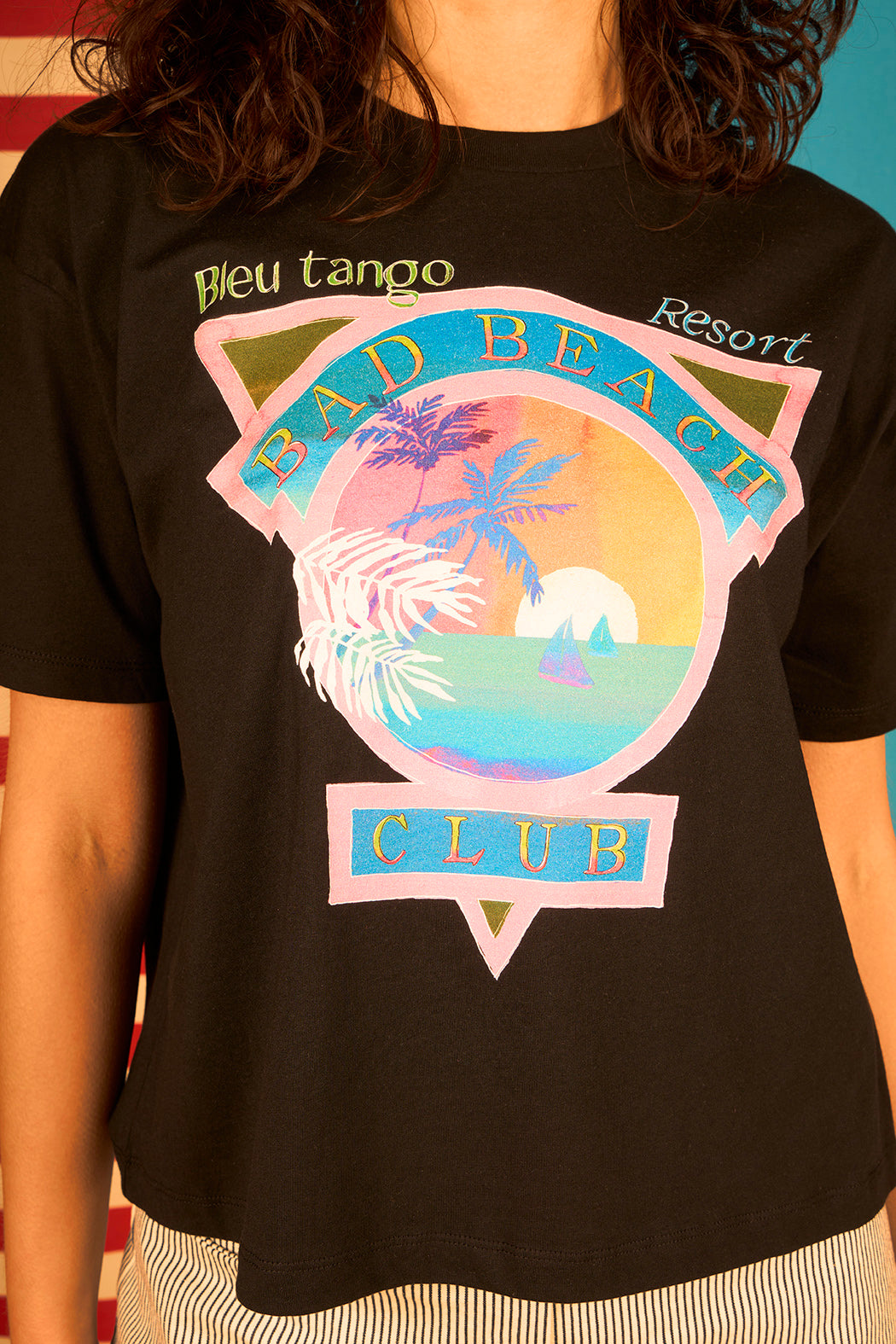 T-shirt de vacances large crop coupe boxy motif 