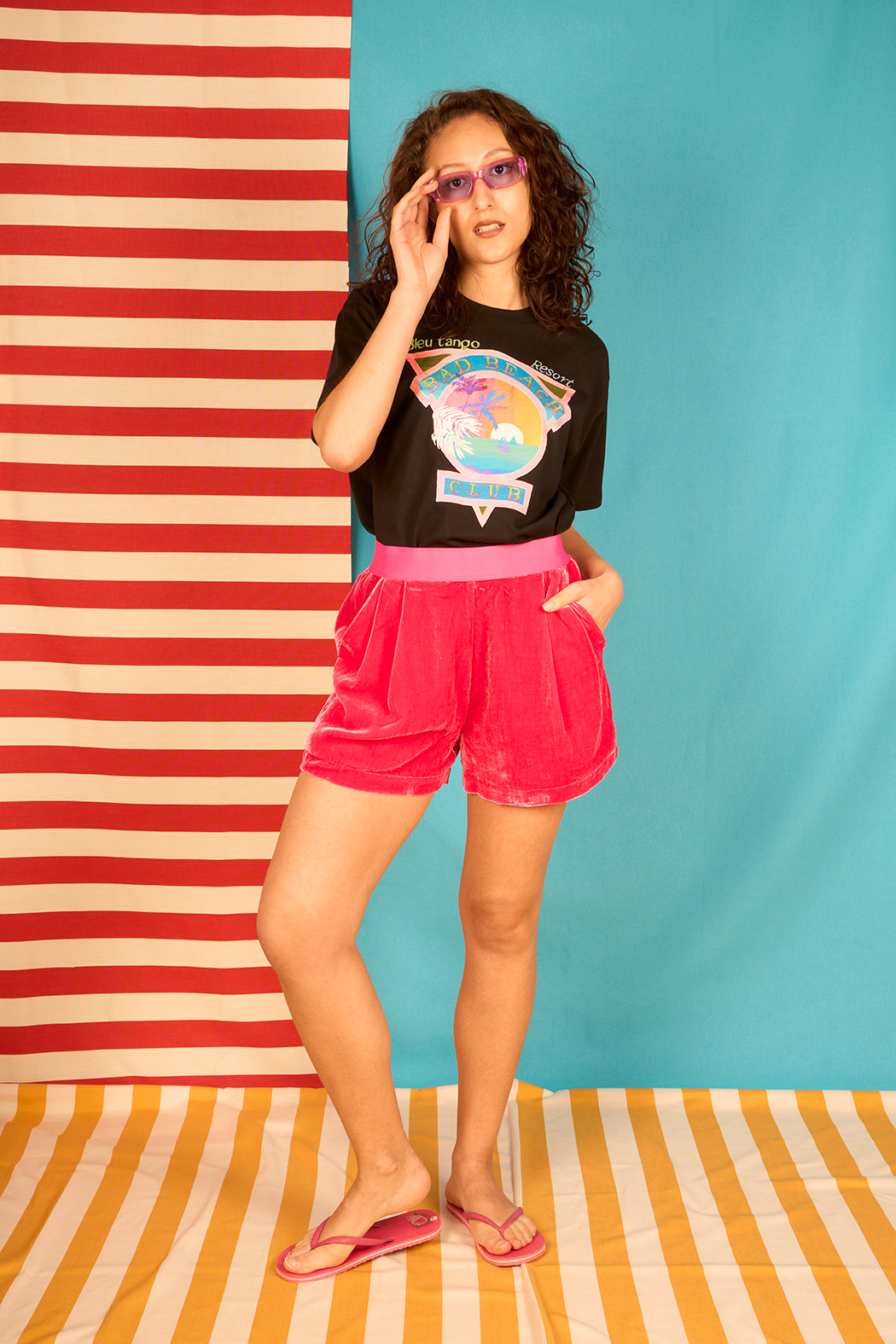T-shirt de vacances large crop coupe boxy motif 