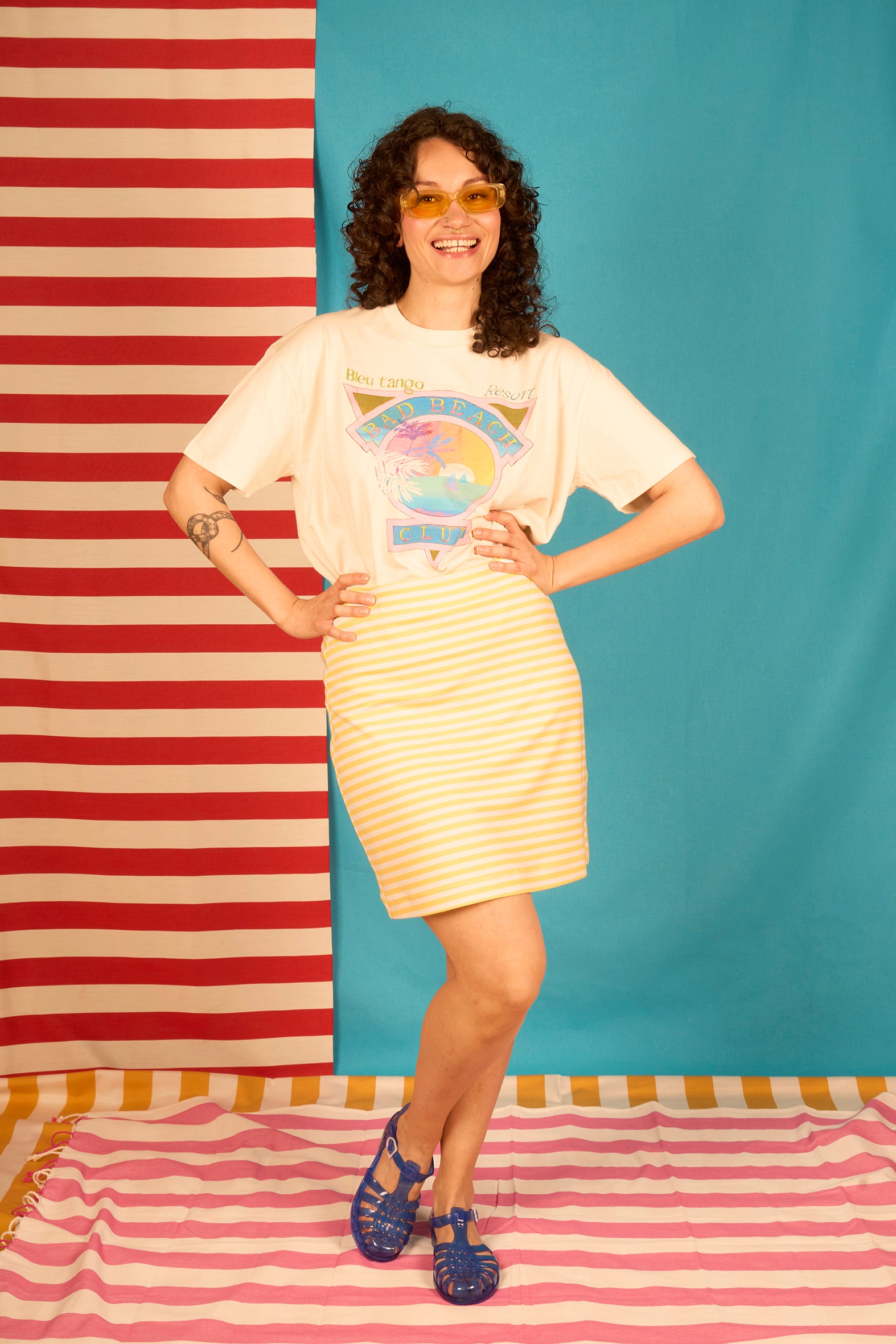 T-shirt de vacances large crop coupe boxy motif 