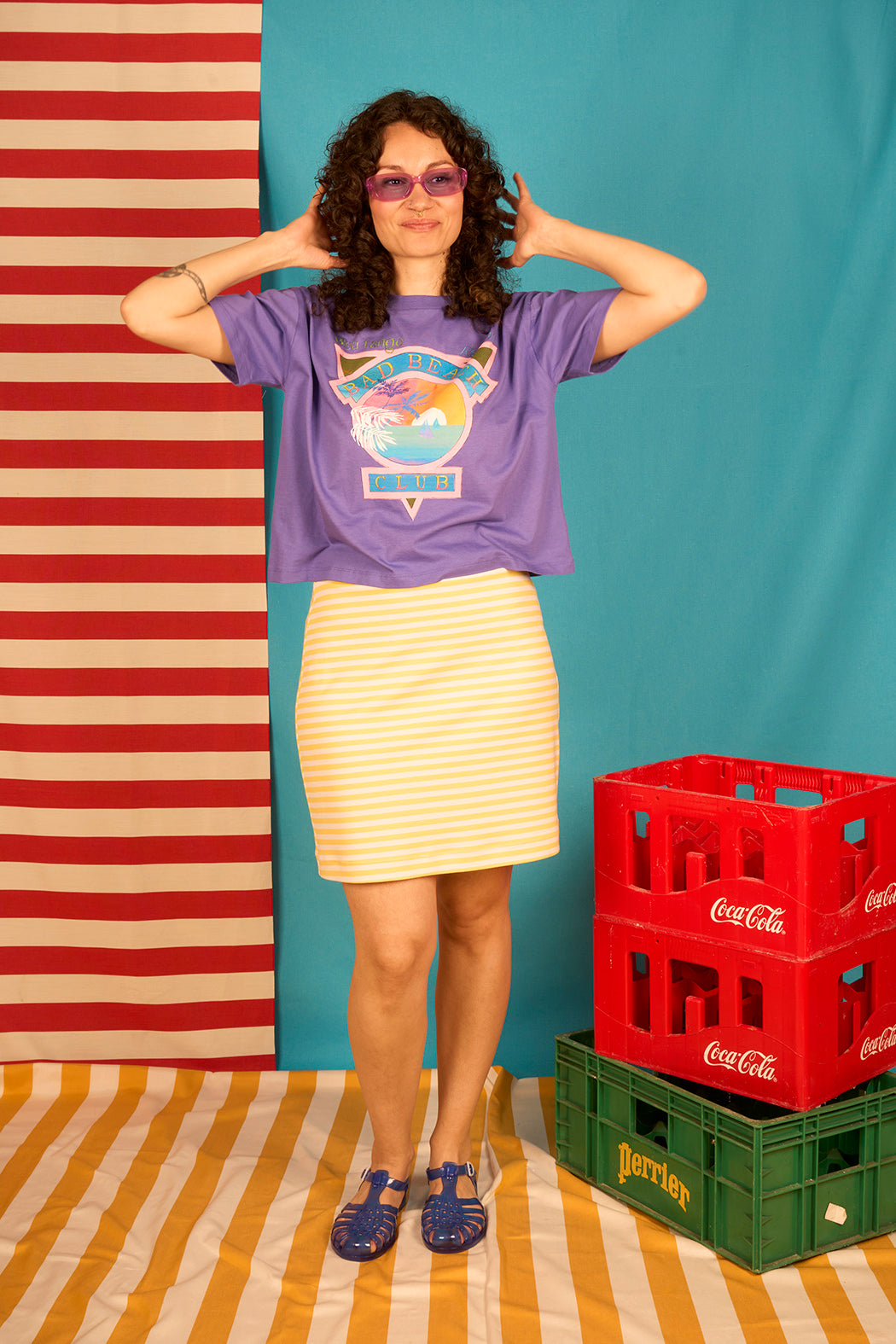 T-shirt de vacances large crop coupe boxy motif 