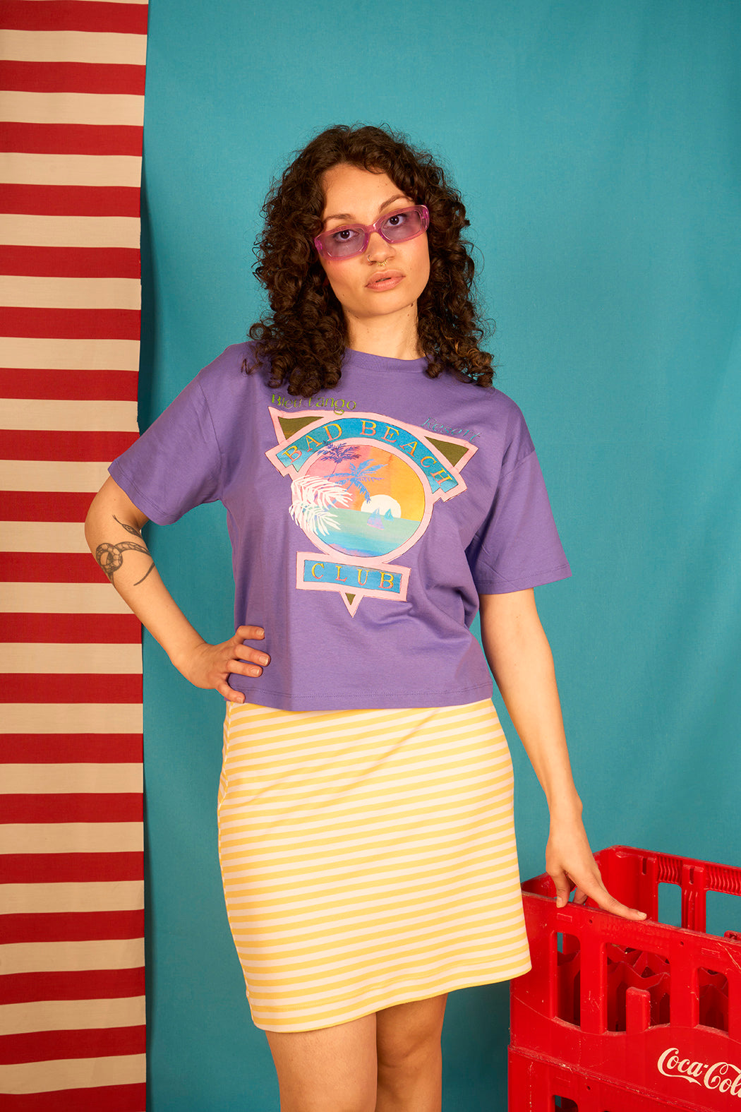 T-shirt de vacances large crop coupe boxy motif 