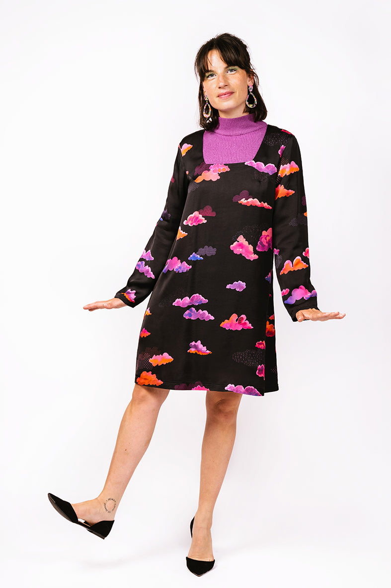 Robe mi-longue motif Nuages 
