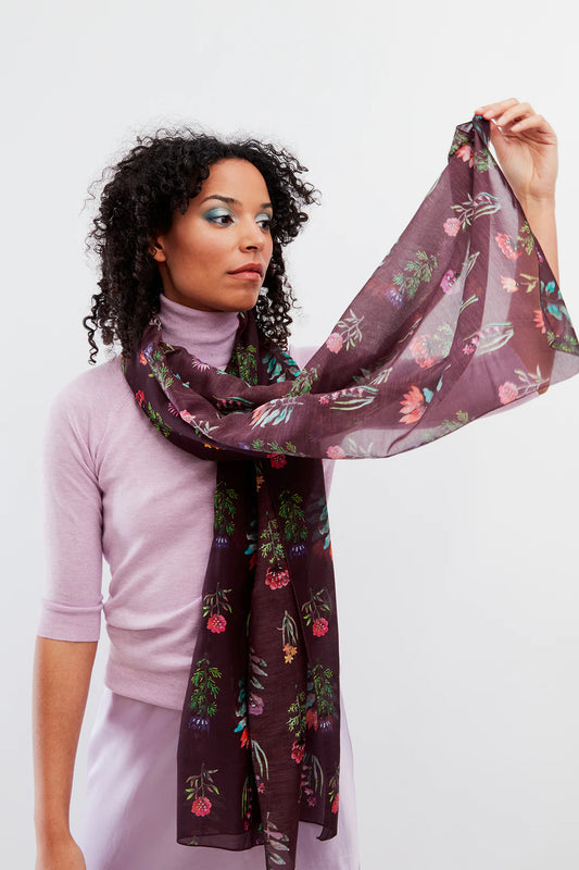 Foulard coloré à motif Fleurs lucides