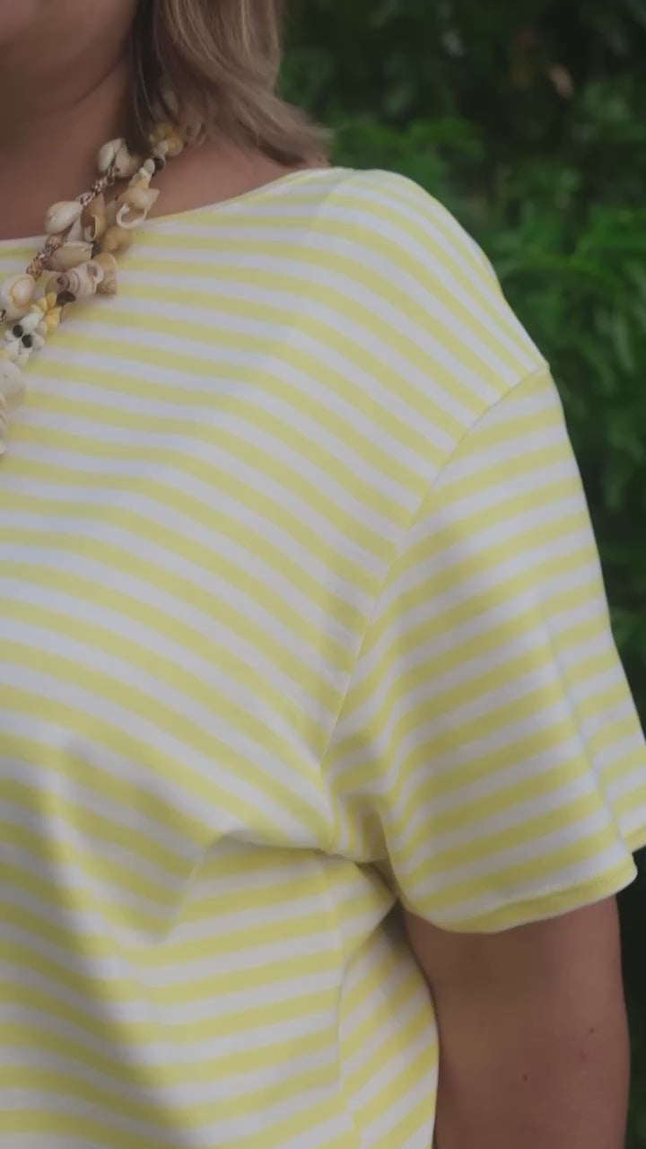 Marinière ultra-confort en jersey blanc rayé citron