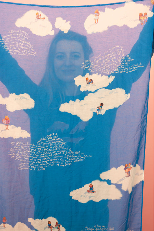 Foulard à lire "Matilda" - motif nuages