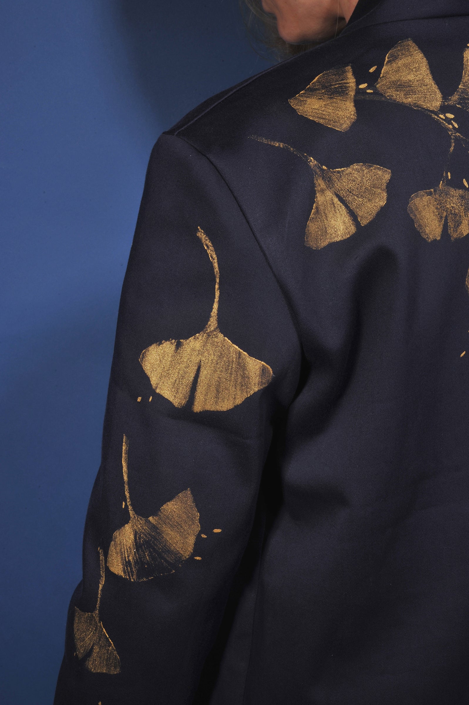 Veste kimono minuit* empreintes de ginkgo