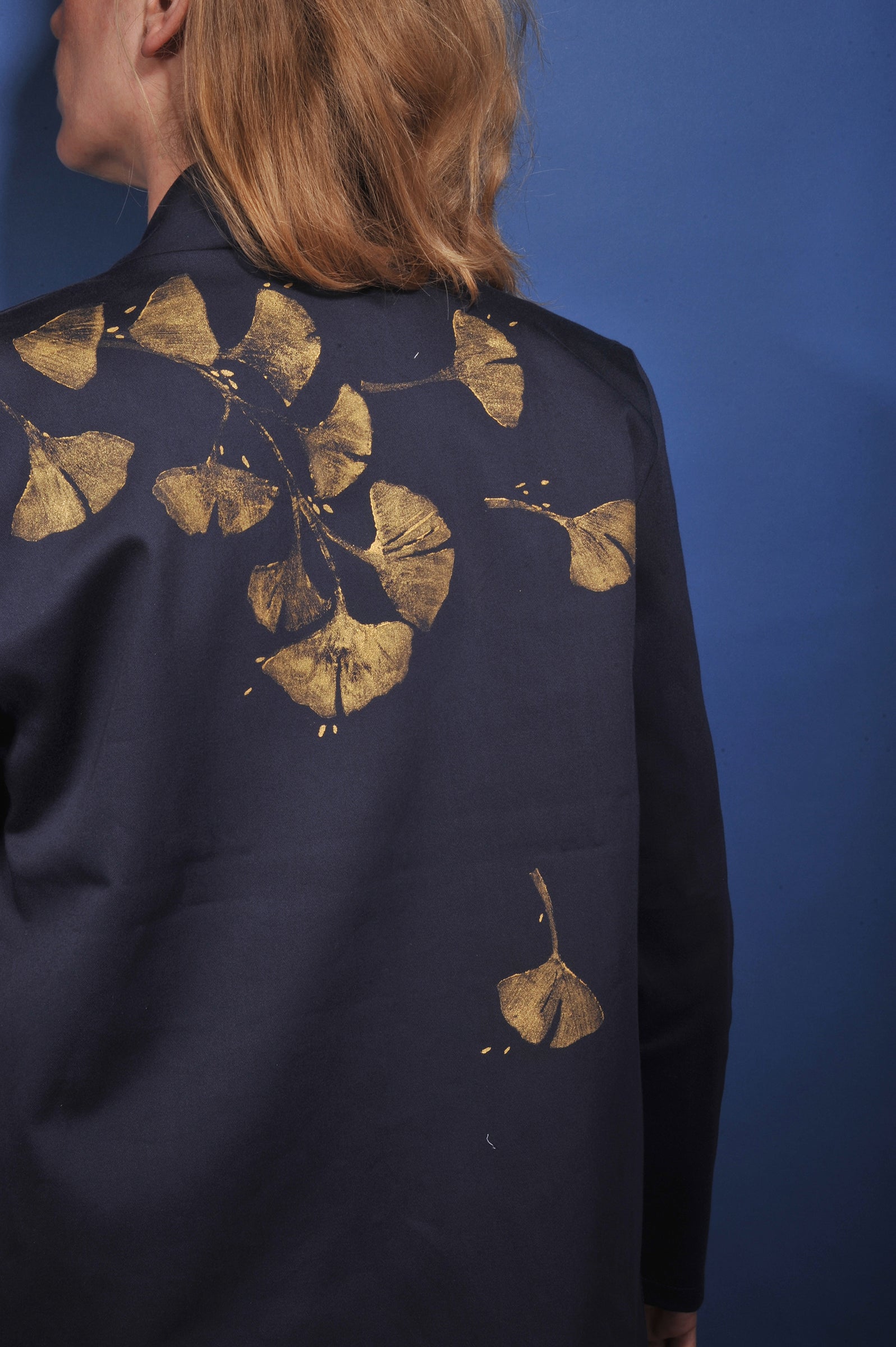 Veste kimono minuit* empreintes de ginkgo