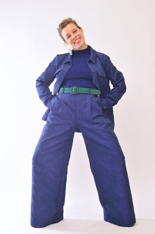 Pantalon UP TO YOU "Palazzo" jacquard Ramage