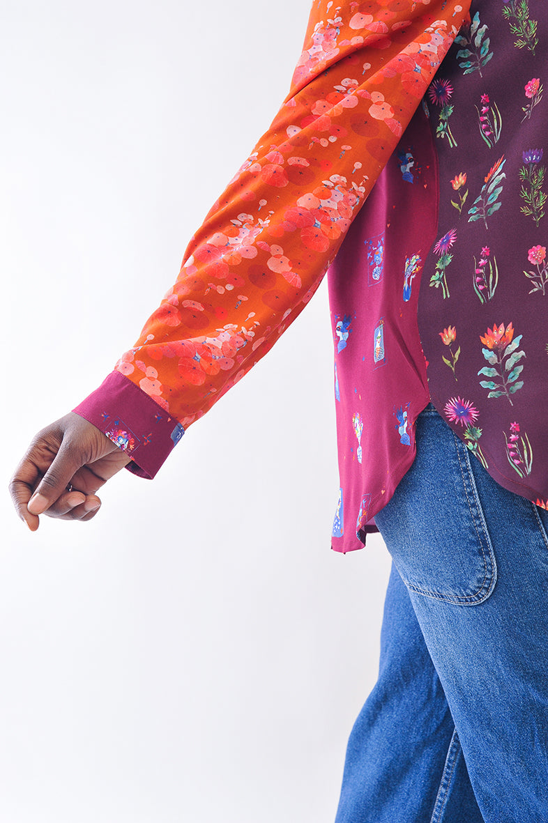 Sur-chemise UP TO YOU patchwork Fleurs lucides / Ombrelles / Dames de cœur