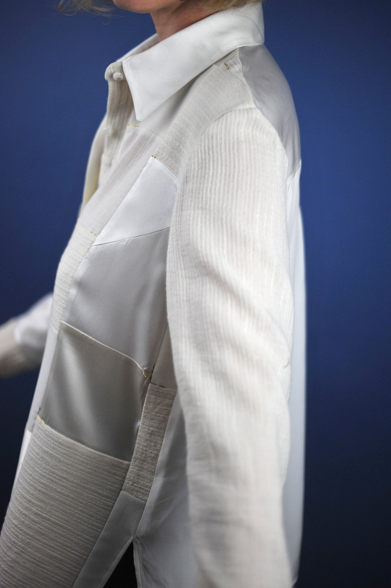 Sur-chemise minuit* patchwork blanc kintsugi souligné d'or
